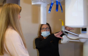 patient about to receive a dental x-ray