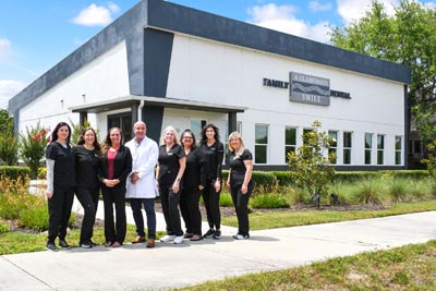the A Glamorous Smile team in front of their office in Trinity, FL